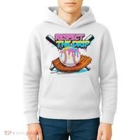 Respect The Drip Baseball Bat Glove Ice Cream Drip Kids Hoodie thumb 4