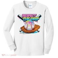Respect The Drip Baseball Bat Glove Ice Cream Drip Kids Long Sleeve Shirt thumb 0