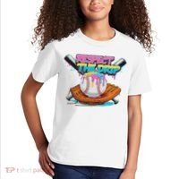 Respect The Drip Baseball Bat Glove Ice Cream Drip Kids T-Shirt thumb 2