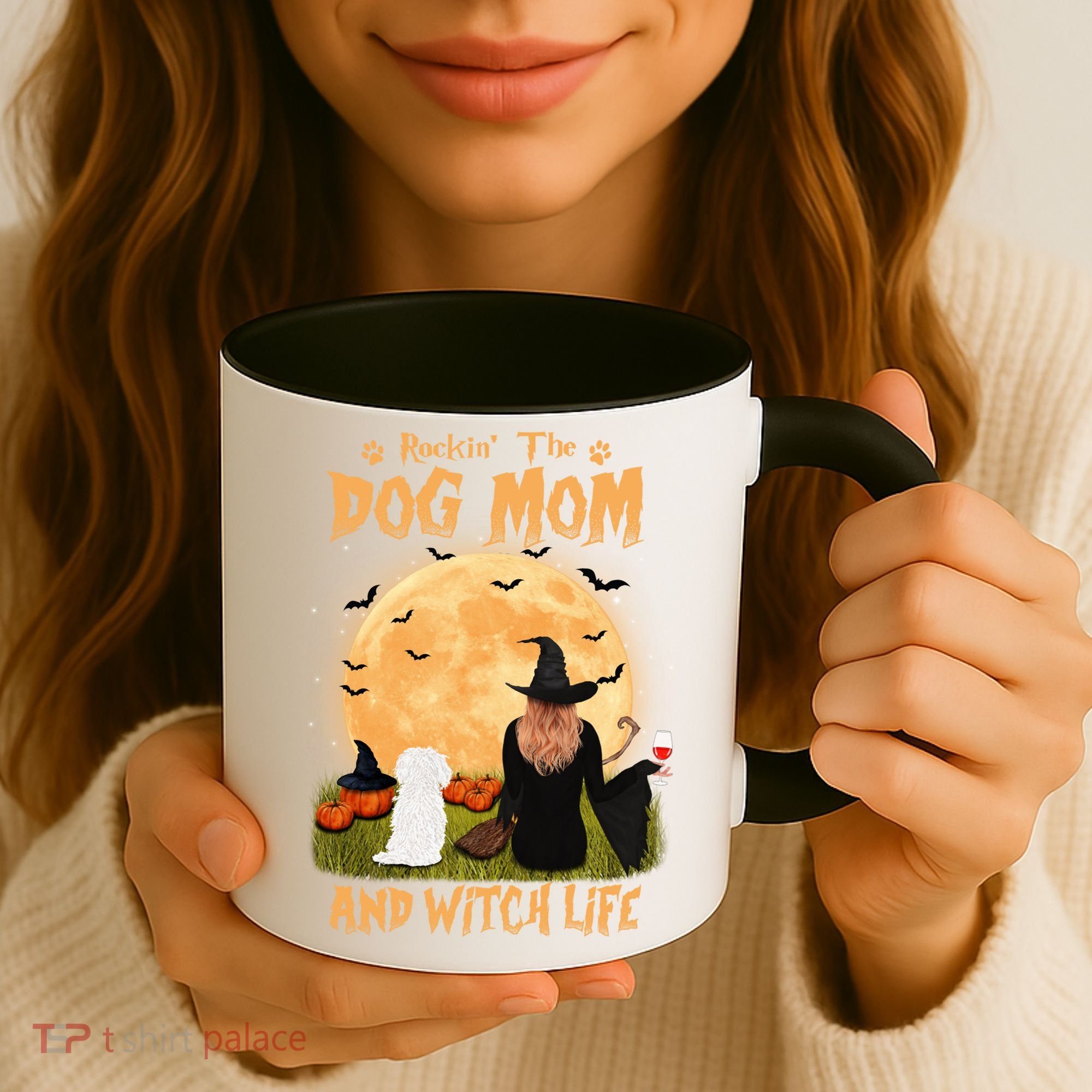 Rocking The Dog Mom And Witch Life Maltese Halloween Funny Gift Coffee Mug