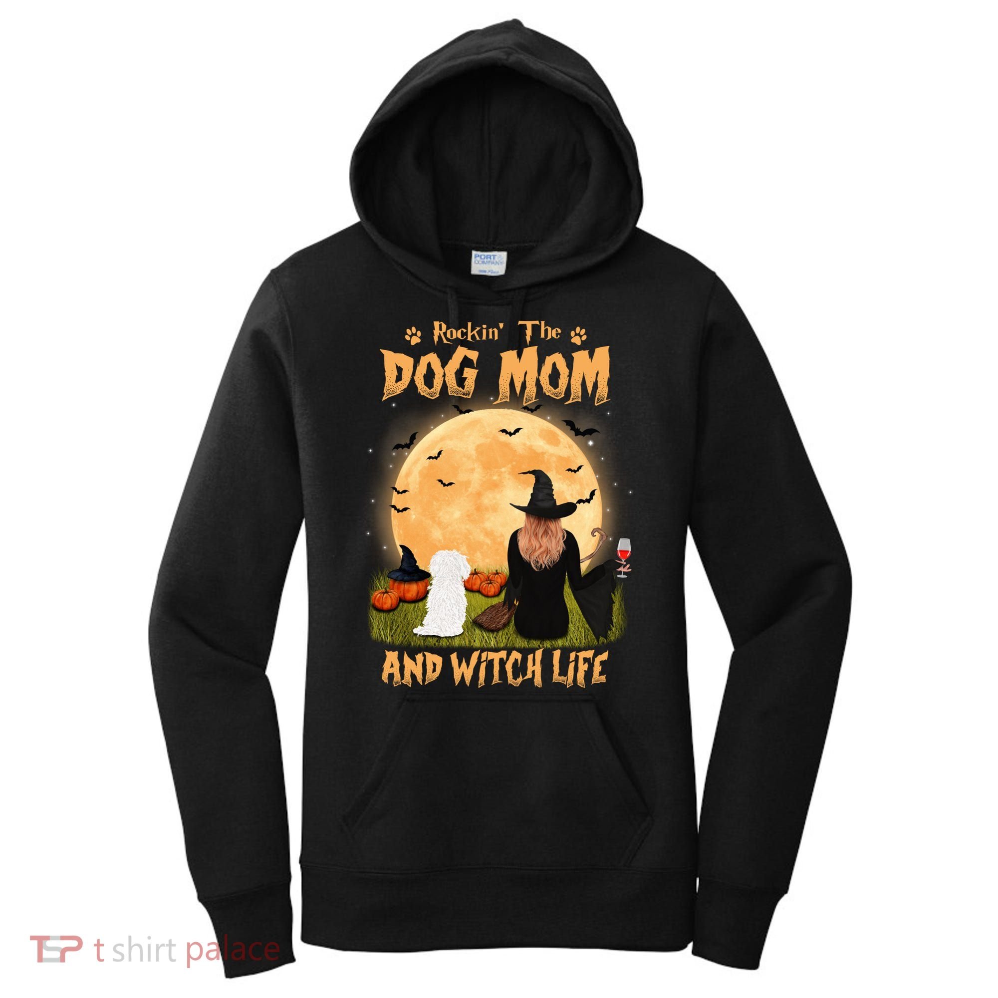 Rocking The Dog Mom And Witch Life Maltese Halloween Funny Gift Women's Hoodie