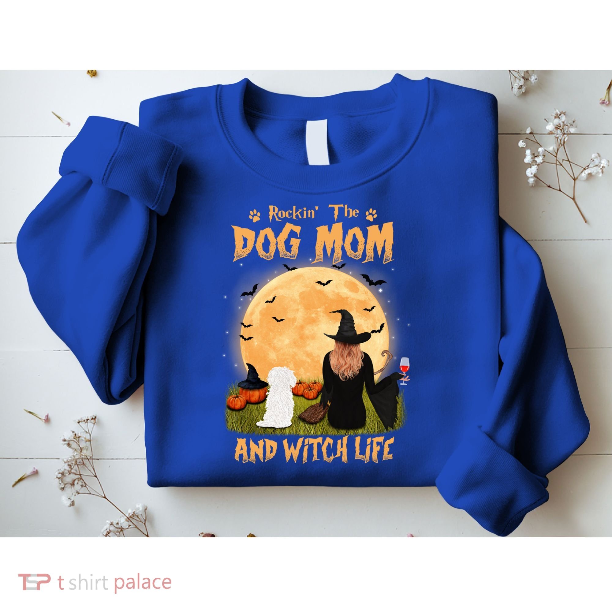Rocking The Dog Mom And Witch Life Maltese Halloween Funny Gift Sweatshirt