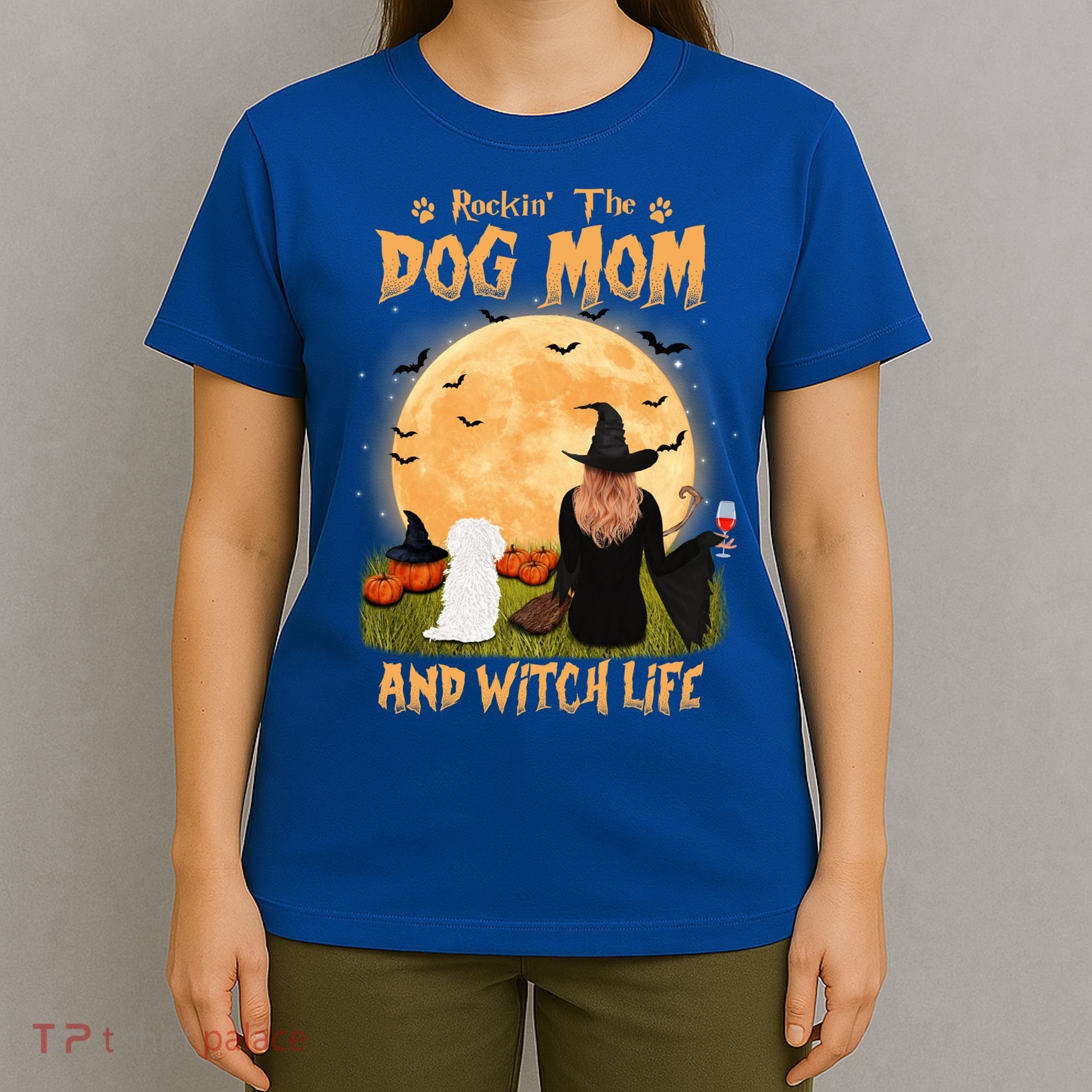 Rocking The Dog Mom And Witch Life Maltese Halloween Funny Gift T-Shirt
