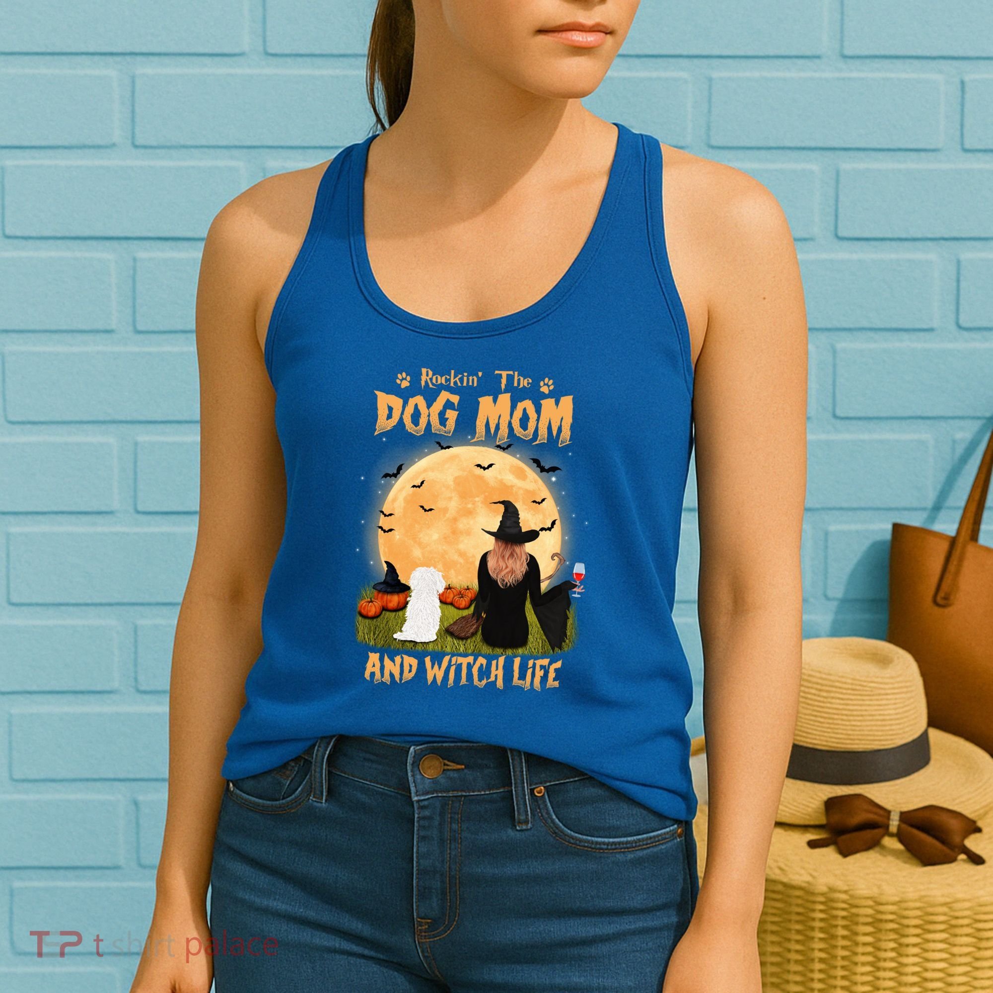 Rocking The Dog Mom And Witch Life Maltese Halloween Funny Gift Women's Tank Top