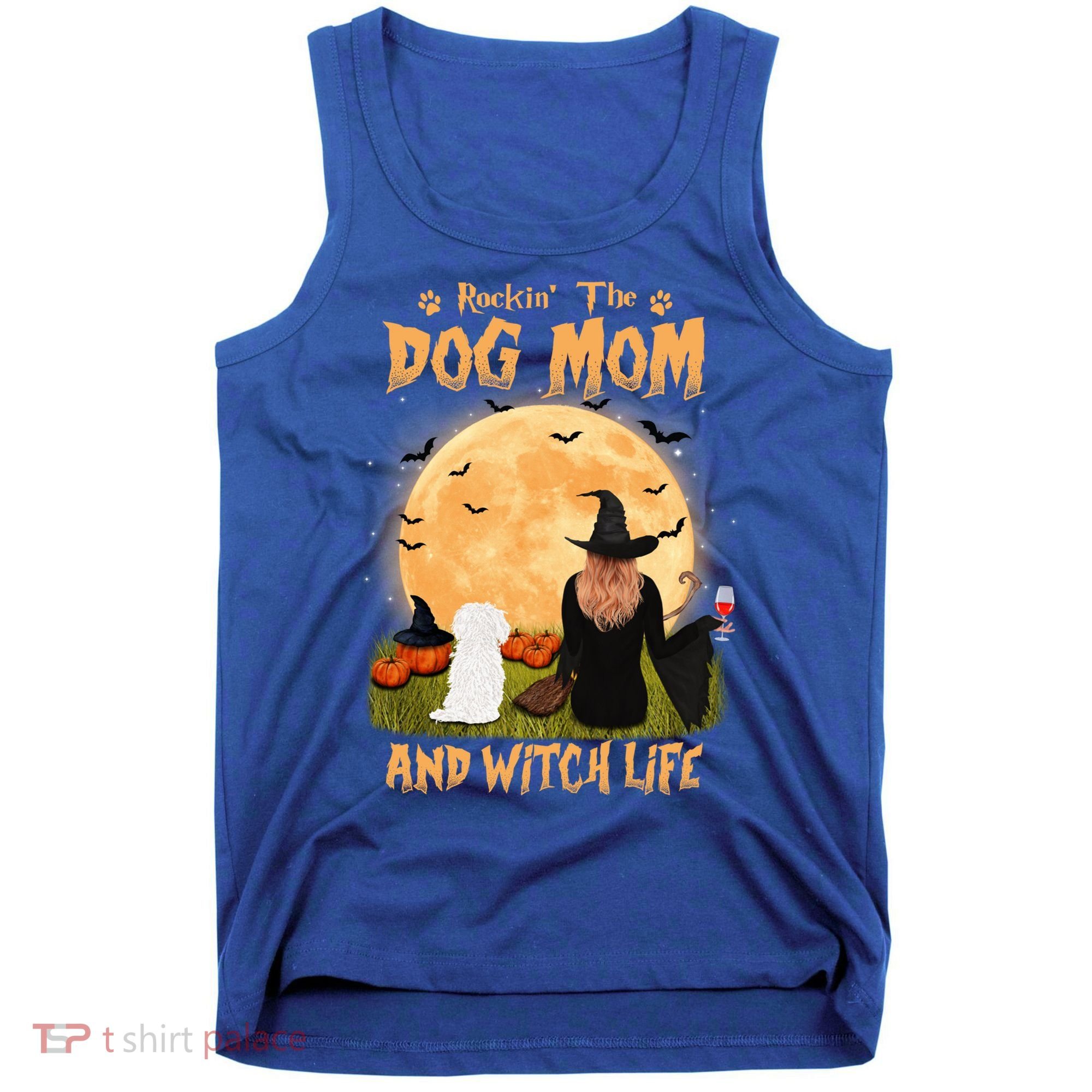 Rocking The Dog Mom And Witch Life Maltese Halloween Funny Gift Tank Top