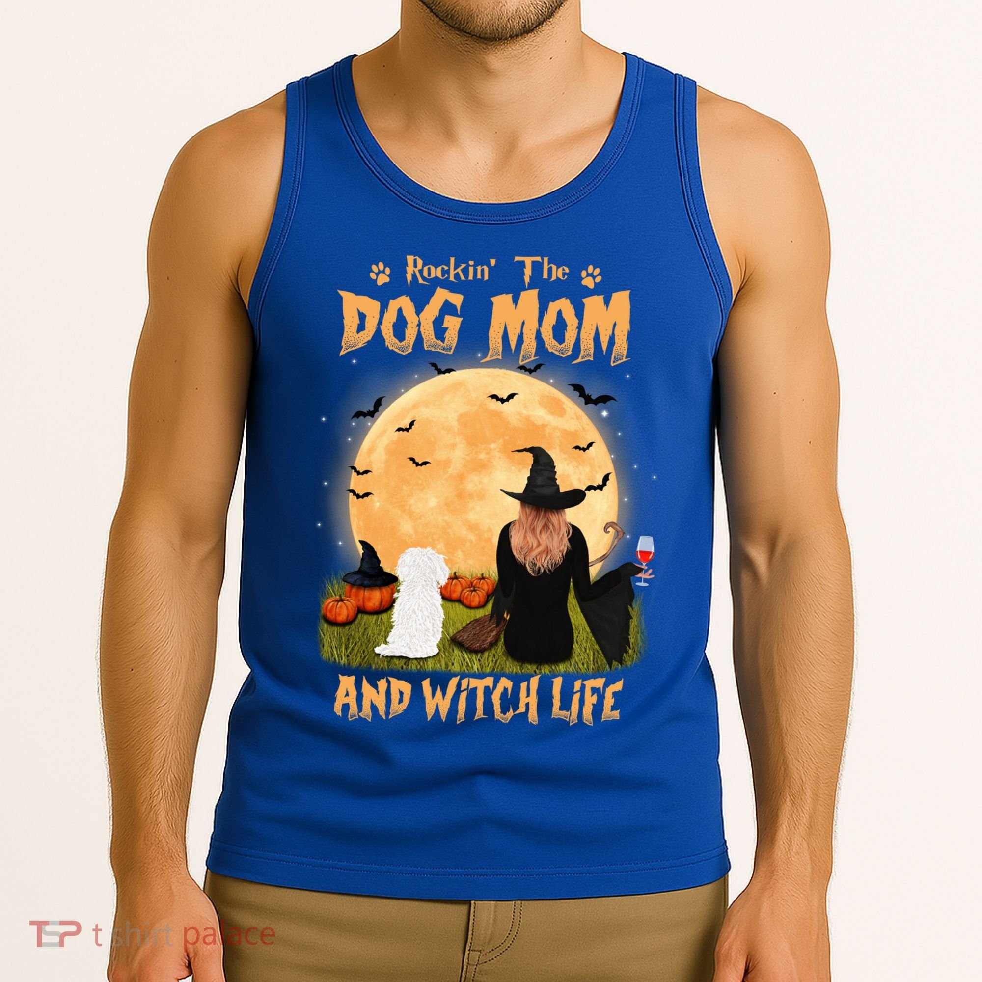 Rocking The Dog Mom And Witch Life Maltese Halloween Funny Gift Tank Top