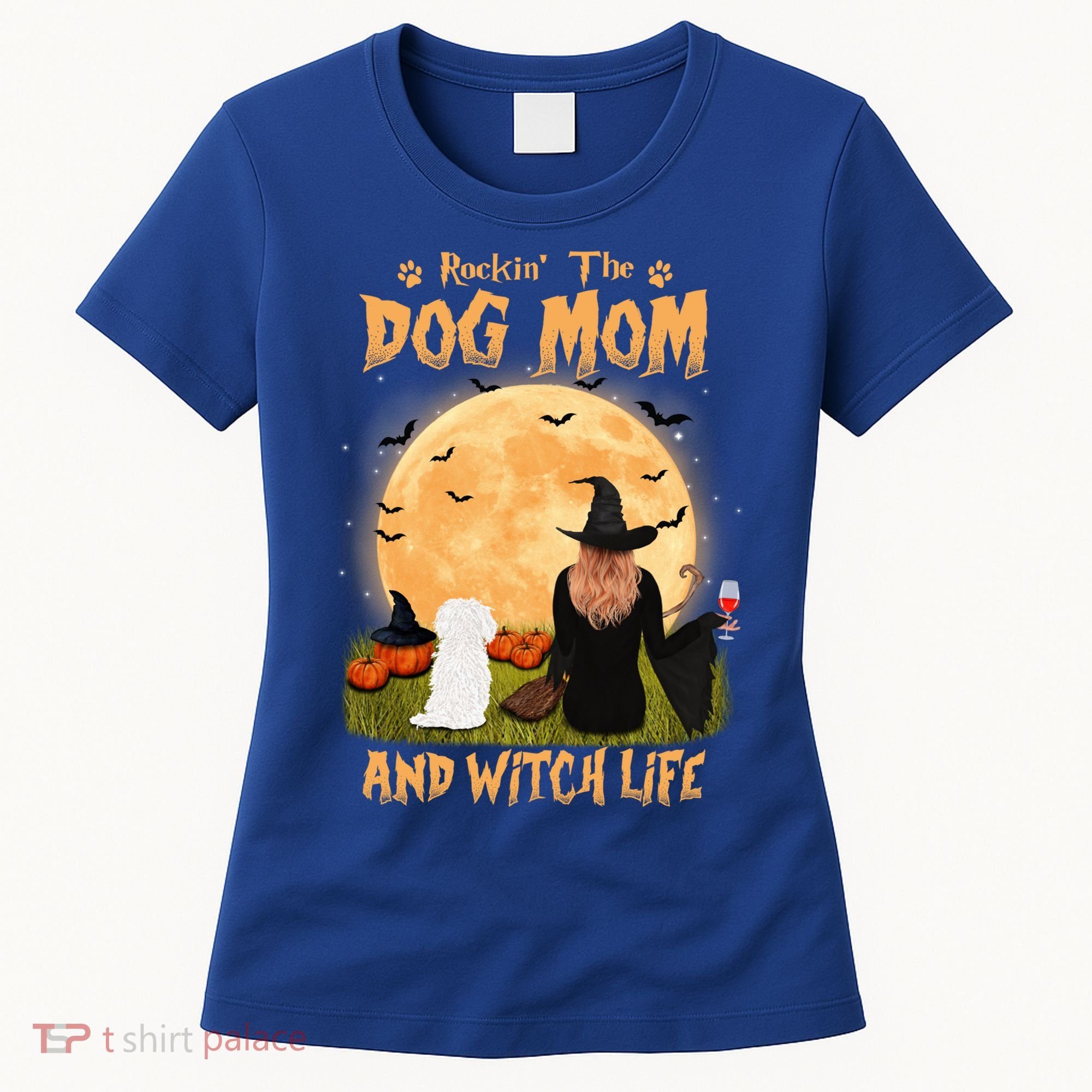 Rocking The Dog Mom And Witch Life Maltese Halloween Funny Gift Women's T-Shirt
