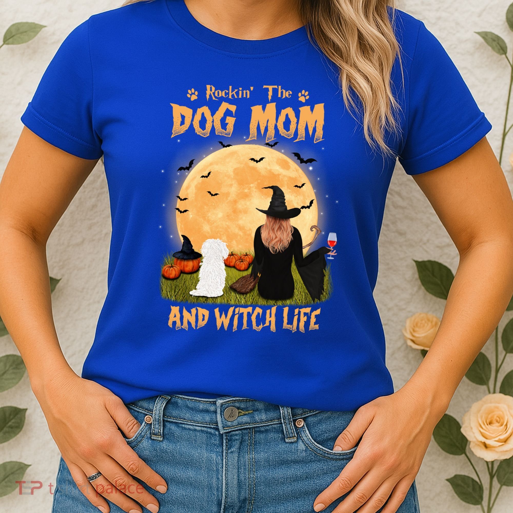 Rocking The Dog Mom And Witch Life Maltese Halloween Funny Gift Women's T-Shirt