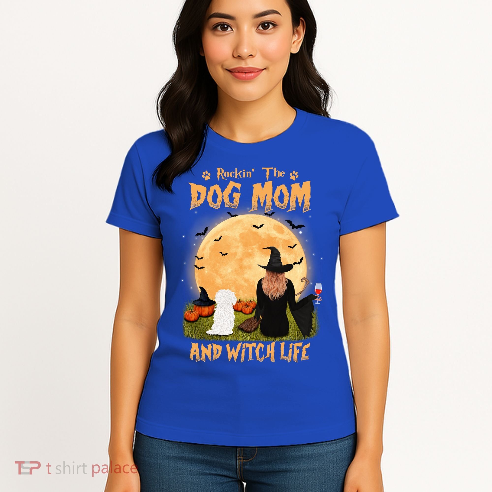Rocking The Dog Mom And Witch Life Maltese Halloween Funny Gift Women's T-Shirt