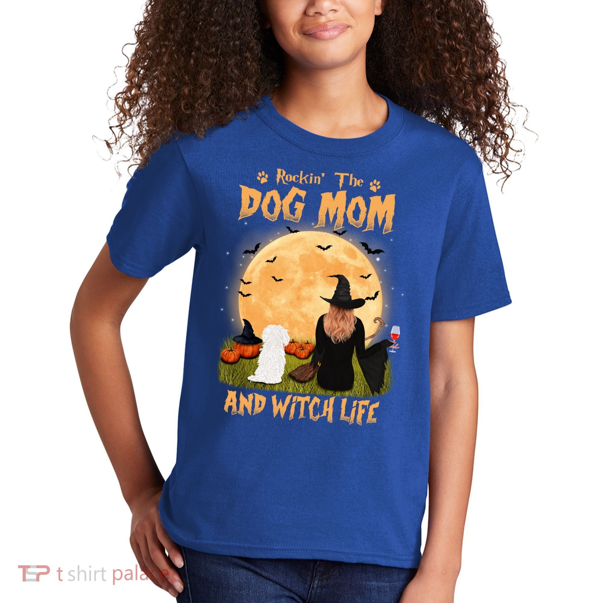 Rocking The Dog Mom And Witch Life Maltese Halloween Funny Gift Kids T-Shirt