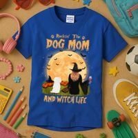Rocking The Dog Mom And Witch Life Maltese Halloween Funny Gift Kids T-Shirt thumb 3