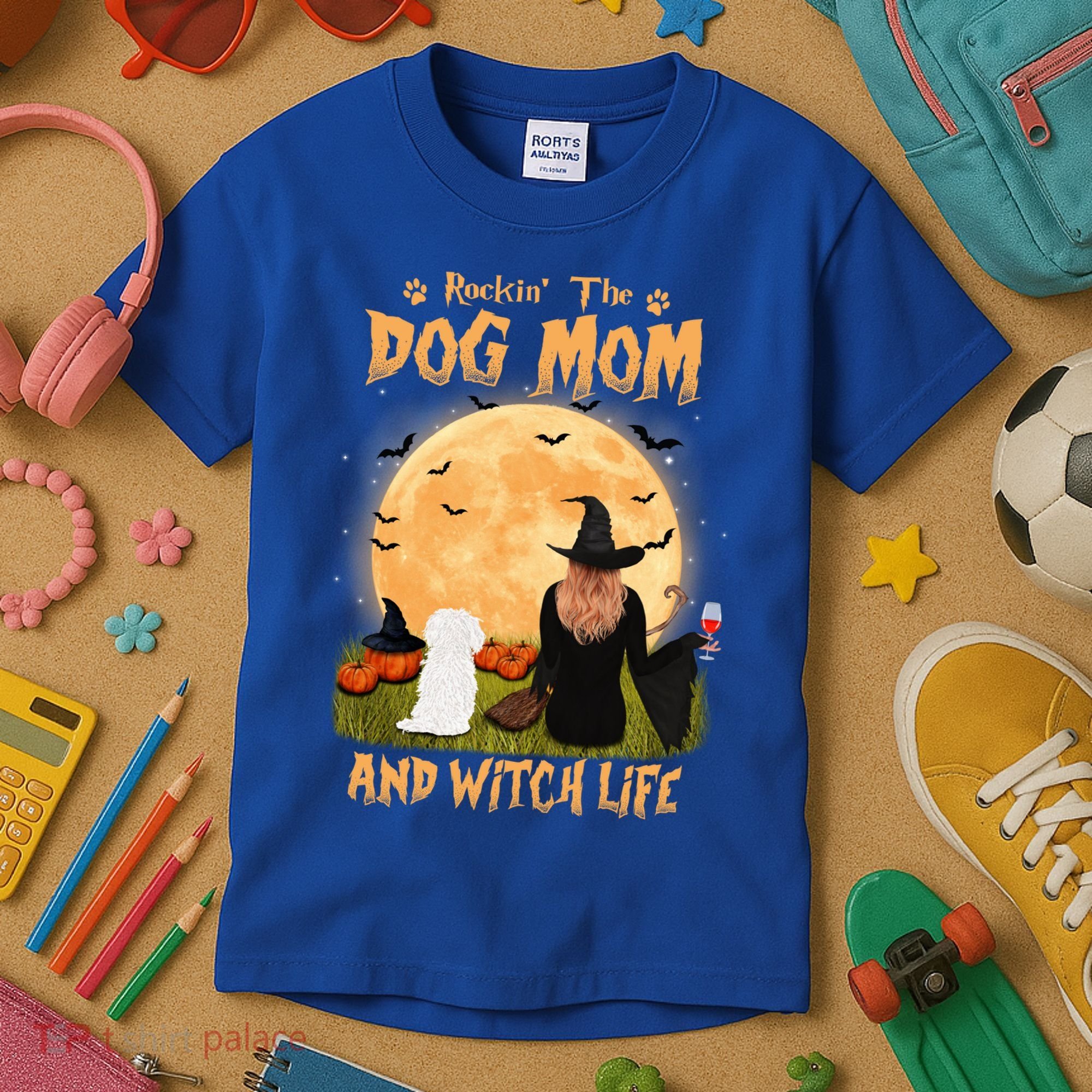 Rocking The Dog Mom And Witch Life Maltese Halloween Funny Gift Kids T-Shirt