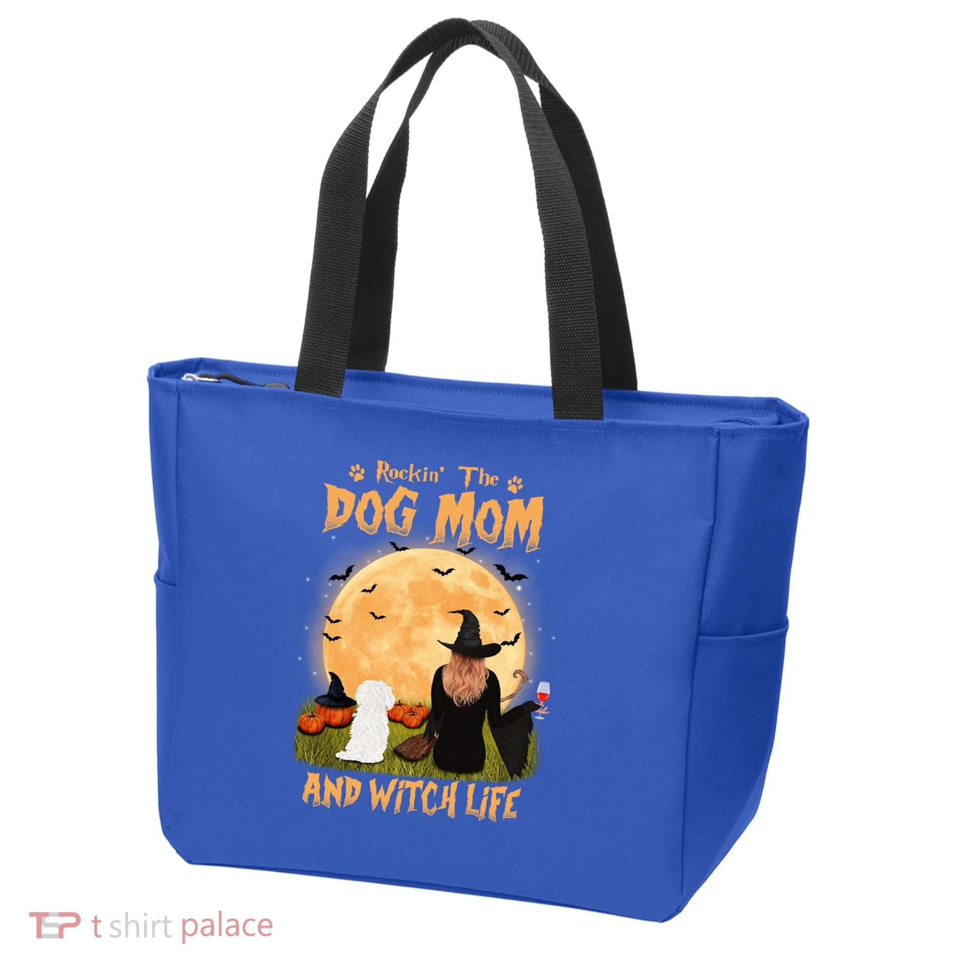 Rocking The Dog Mom And Witch Life Maltese Halloween Funny Gift Tote Bag