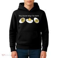 Retro Thanksgiving Dinner You Know Why IM Here Deviled Egg Kids Hoodie thumb 4