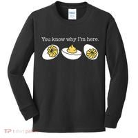 Retro Thanksgiving Dinner You Know Why IM Here Deviled Egg Kids Long Sleeve Shirt thumb 0