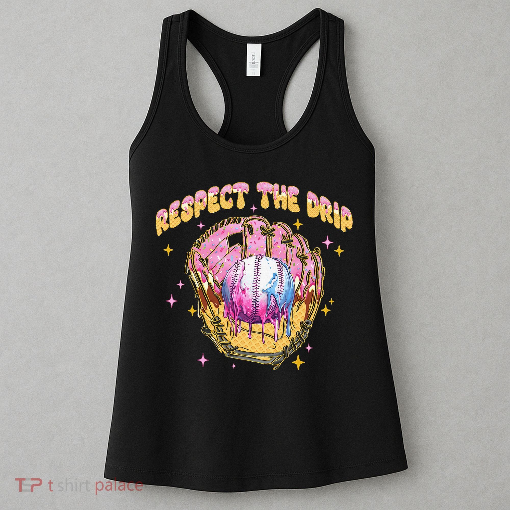 Respect The Drip Baseball Ice Cream Sport Game Day Women's Tank Top