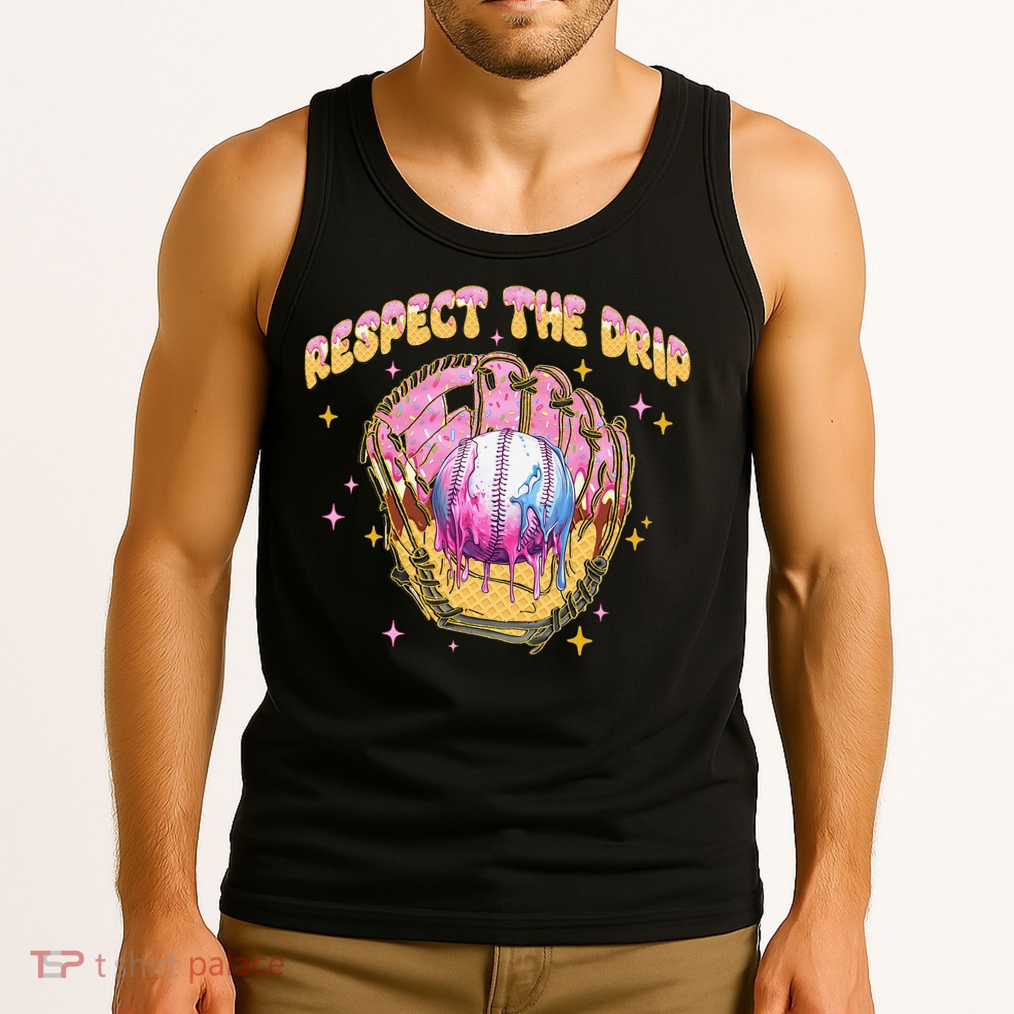 Respect The Drip Baseball Ice Cream Sport Game Day Tank Top