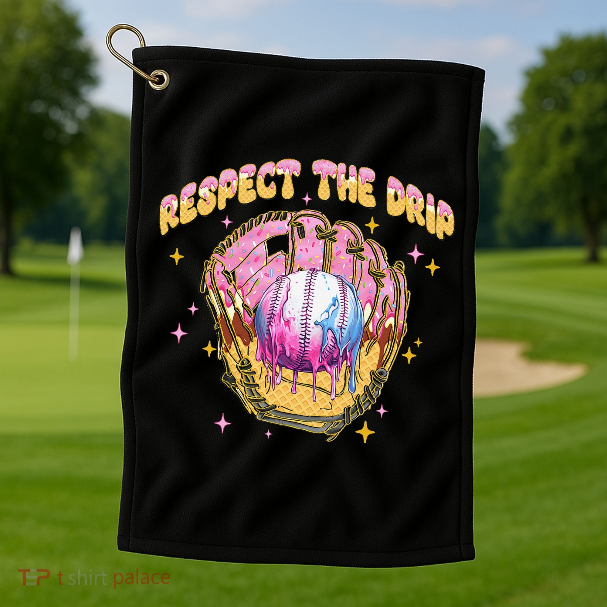 Respect The Drip Baseball Ice Cream Sport Game Day Golf Towel