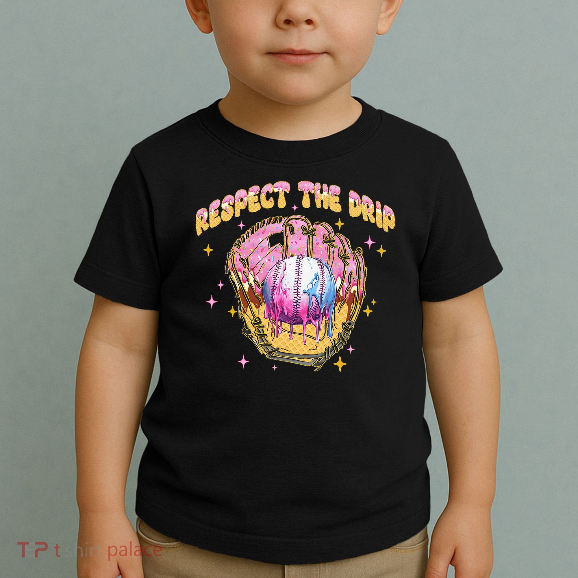 Respect The Drip Baseball Ice Cream Sport Game Day Toddler T-Shirt