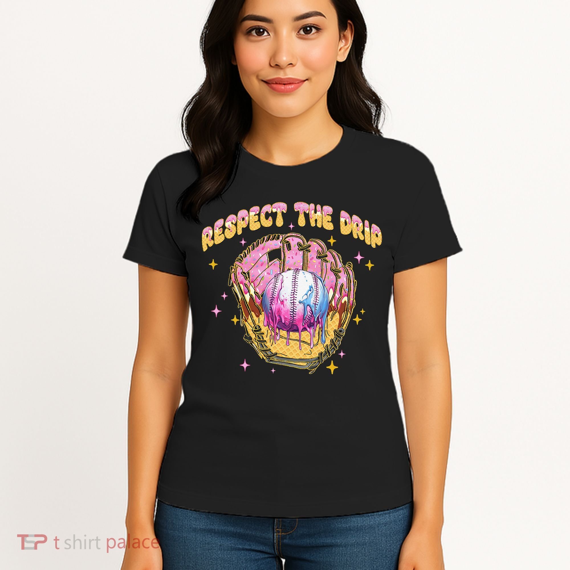 Respect The Drip Baseball Ice Cream Sport Game Day Women's T-Shirt