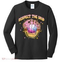 Respect The Drip Baseball Ice Cream Sport Game Day Kids Long Sleeve Shirt thumb 0