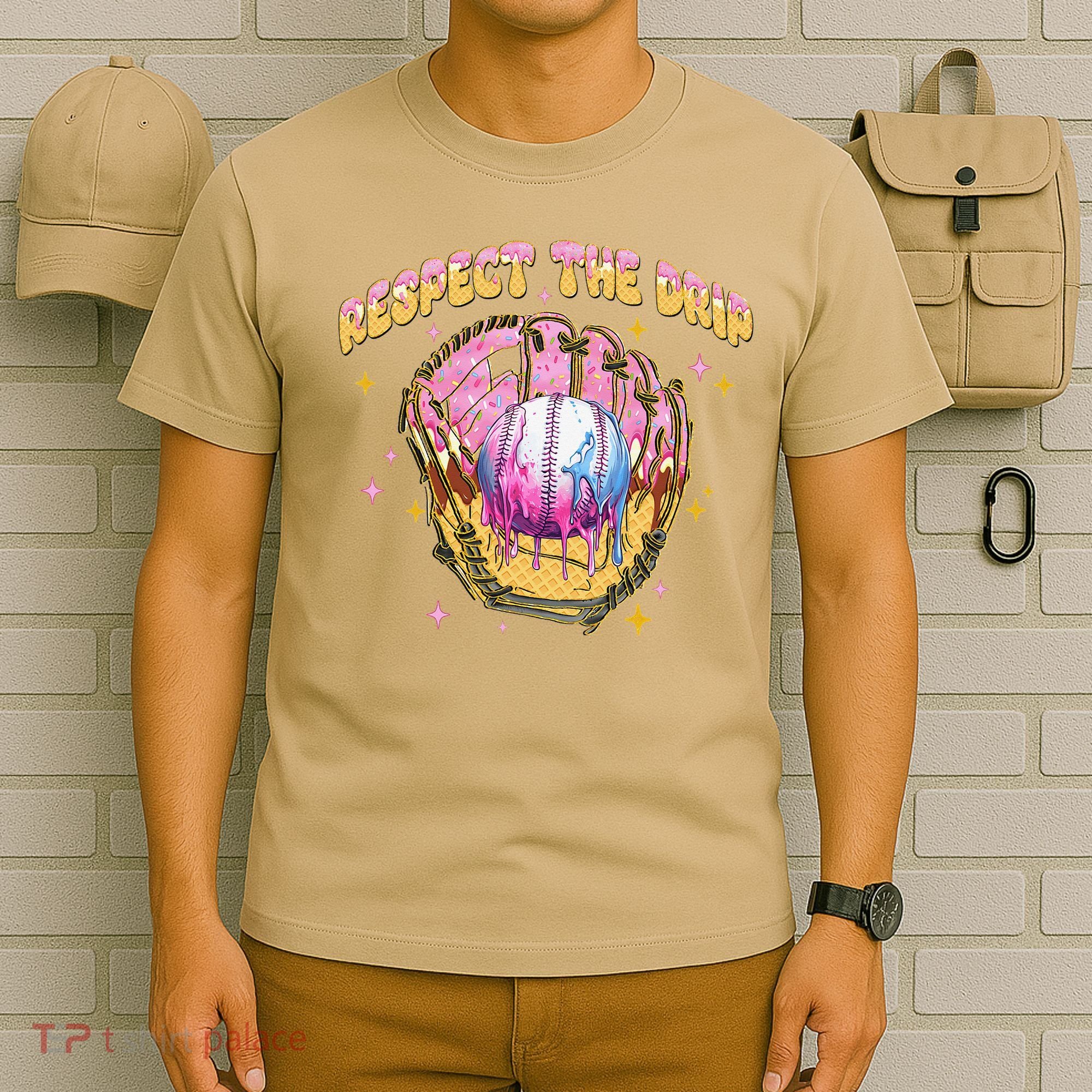 Respect The Drip Baseball Ice Cream Sport Game Day T-Shirt