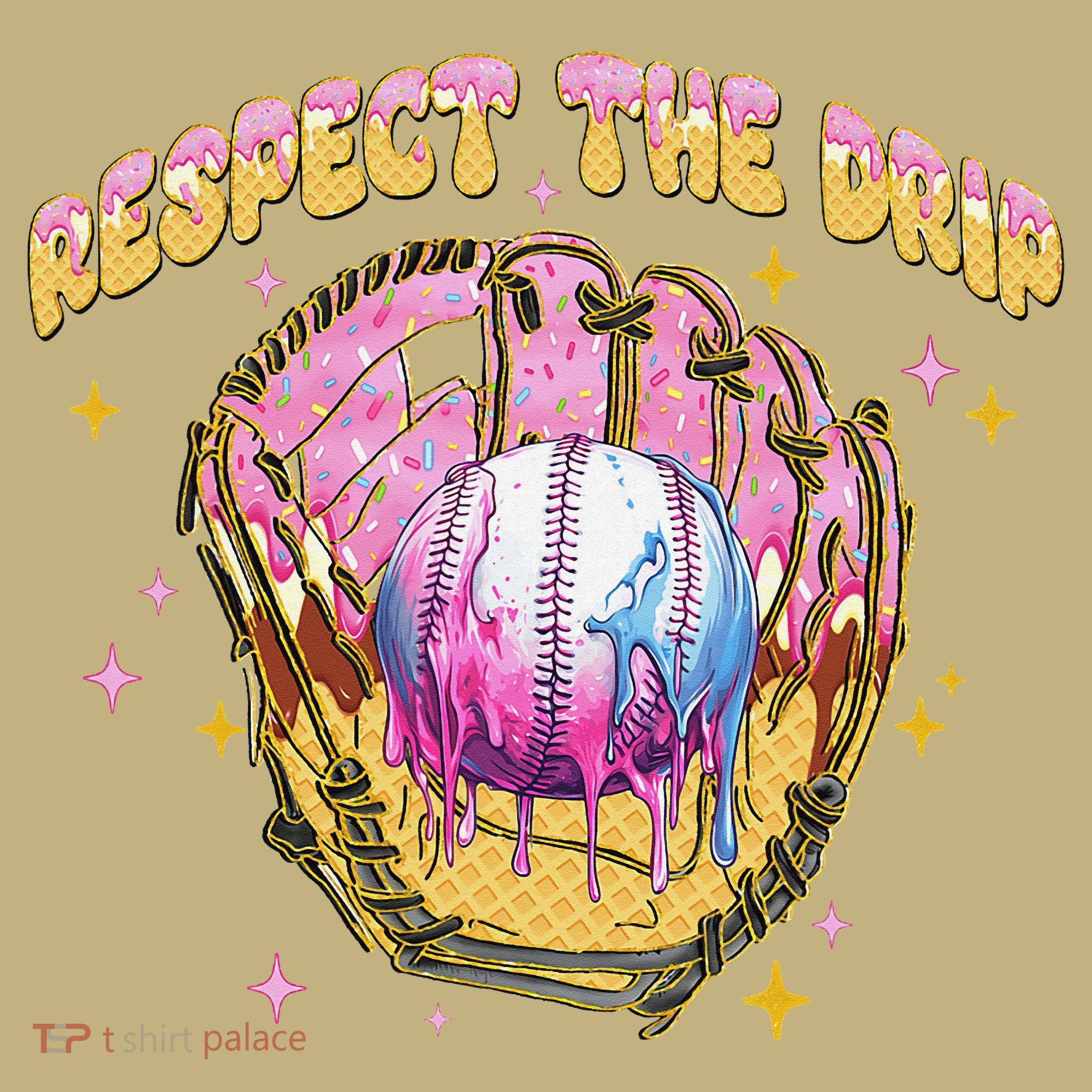 Respect The Drip Baseball Ice Cream Sport Game Day T-Shirt