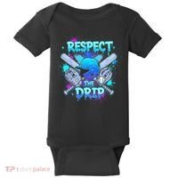 Respect The Drip Baseball Ice Cream Drip Baby Bodysuit thumb 0