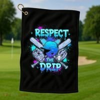 Respect The Drip Baseball Ice Cream Drip Golf Towel thumb 1
