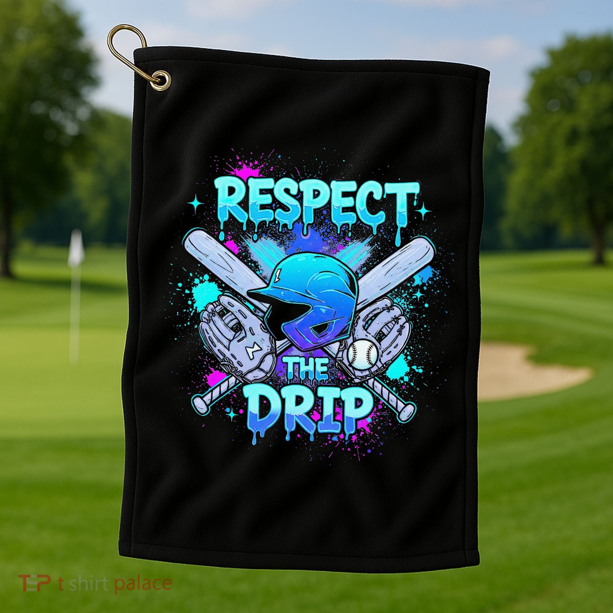 Respect The Drip Baseball Ice Cream Drip Golf Towel