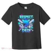 Respect The Drip Baseball Ice Cream Drip Toddler T-Shirt thumb 0