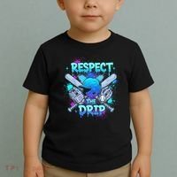 Respect The Drip Baseball Ice Cream Drip Toddler T-Shirt thumb 2