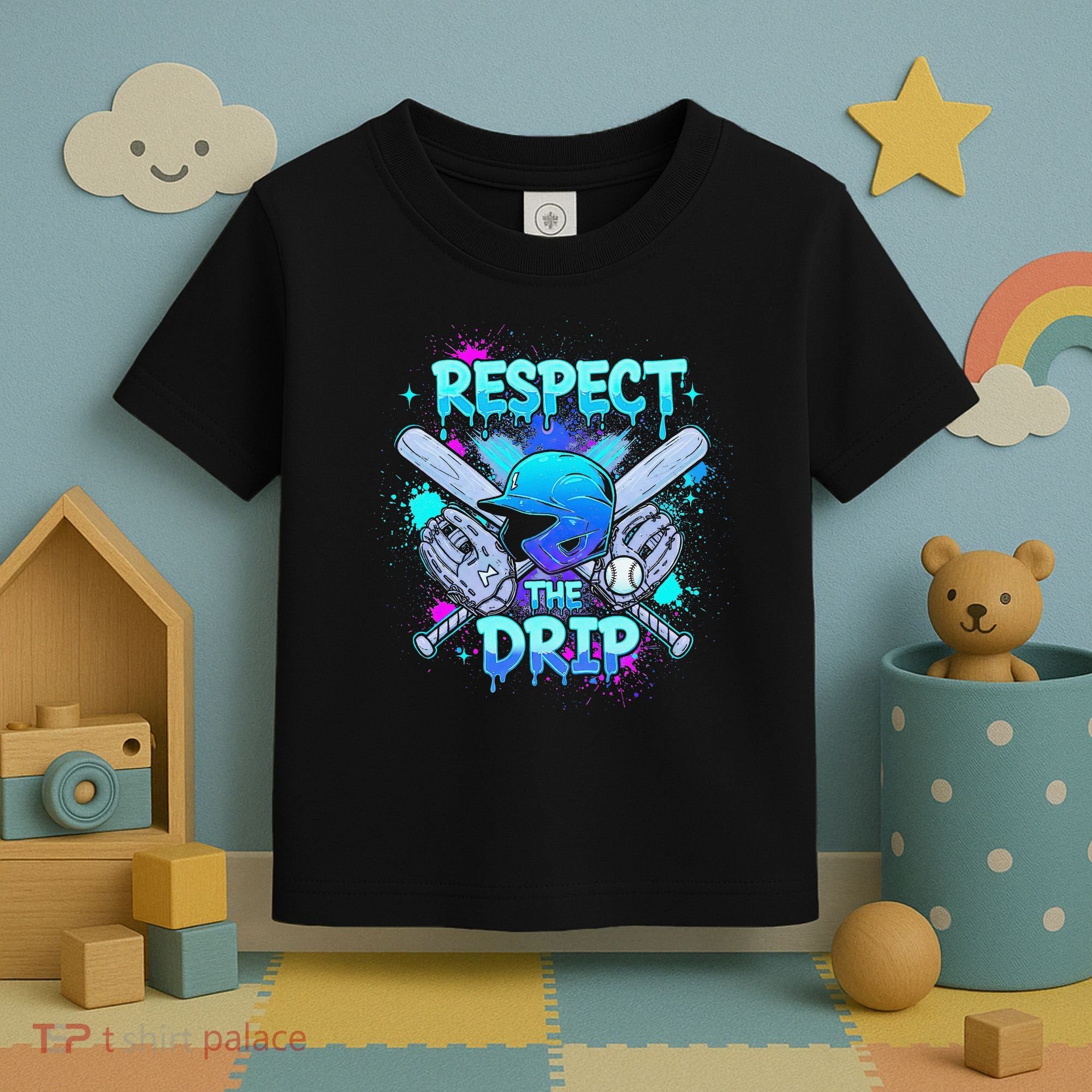 Respect The Drip Baseball Ice Cream Drip Toddler T-Shirt