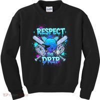 Respect The Drip Baseball Ice Cream Drip Kids Sweatshirt thumb 0