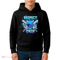 Respect The Drip Baseball Ice Cream Drip Kids Hoodie thumb 4