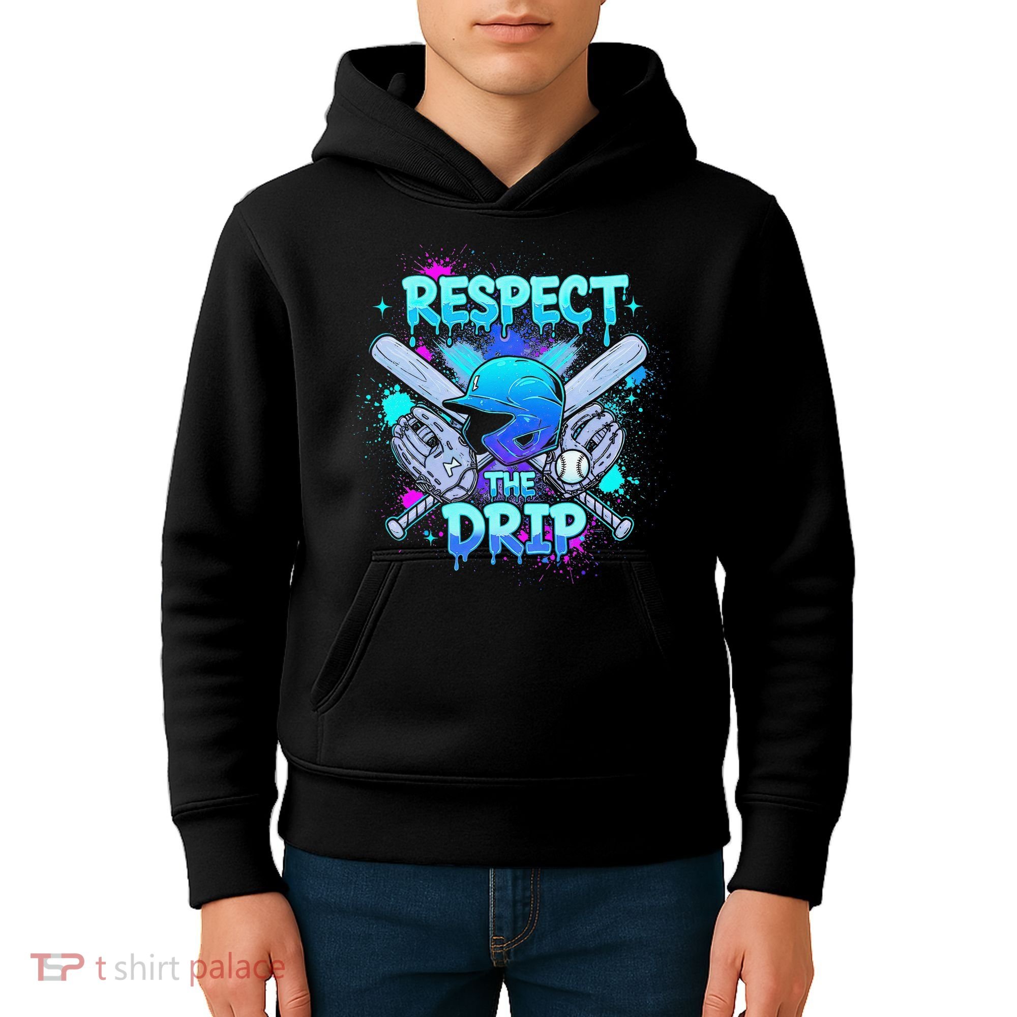 Respect The Drip Baseball Ice Cream Drip Kids Hoodie
