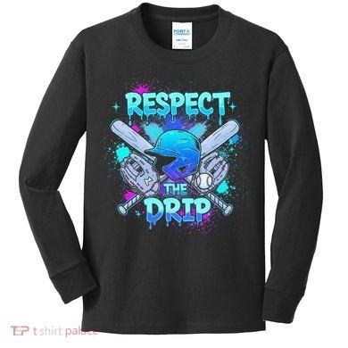 Respect The Drip Baseball Ice Cream Drip Kids Long Sleeve Shirt