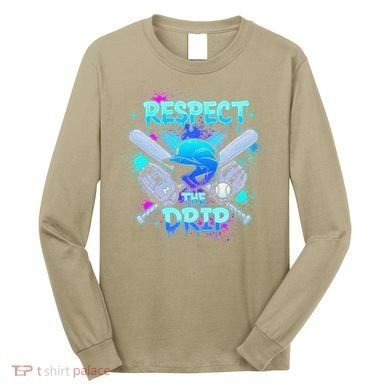Respect The Drip Baseball Ice Cream Drip Long Sleeve Shirt