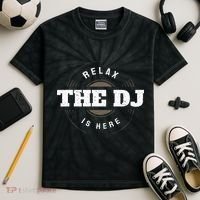 Relax The DJ Is Here DJ Music Kids Tie-Dye T-Shirt thumb 2