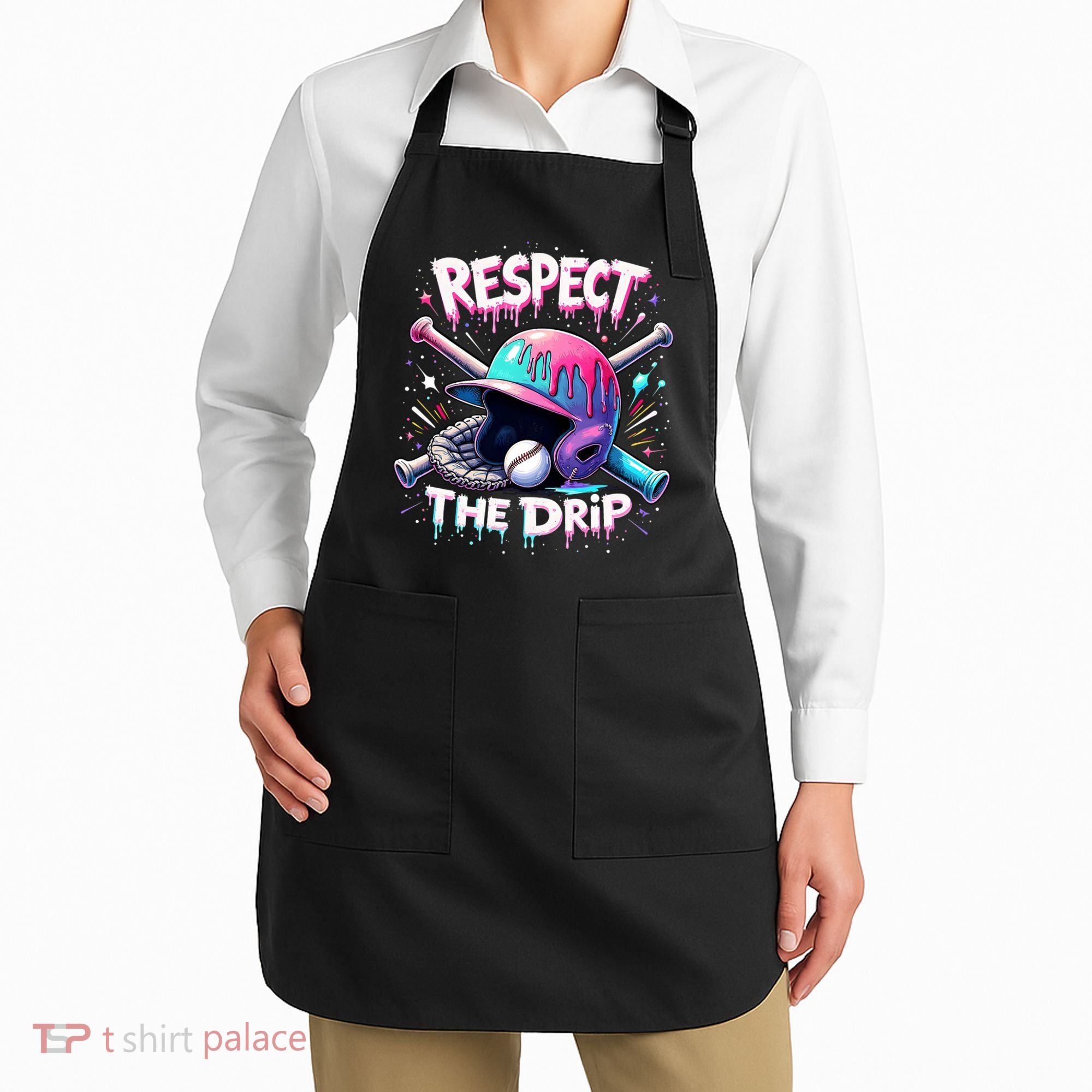 Respect The Drip Baseball Ice Cream Drip Vibes Squad  Apron