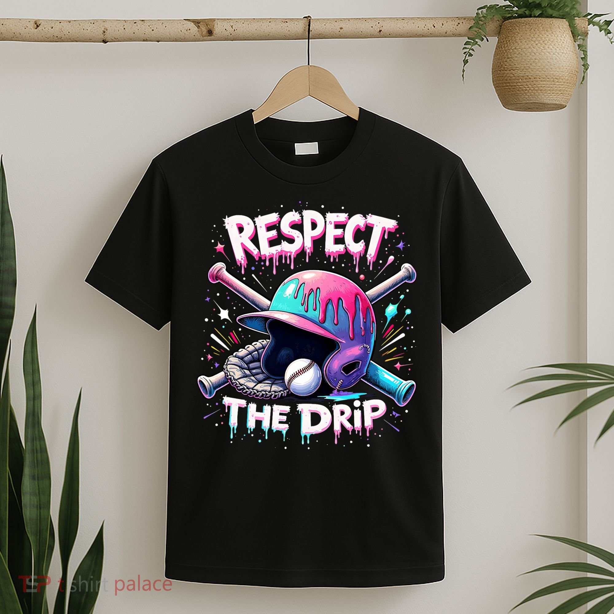 Respect The Drip Baseball Ice Cream Drip Vibes Squad  T-Shirt