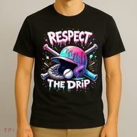 Respect The Drip Baseball Ice Cream Drip Vibes Squad  T-Shirt thumb 3