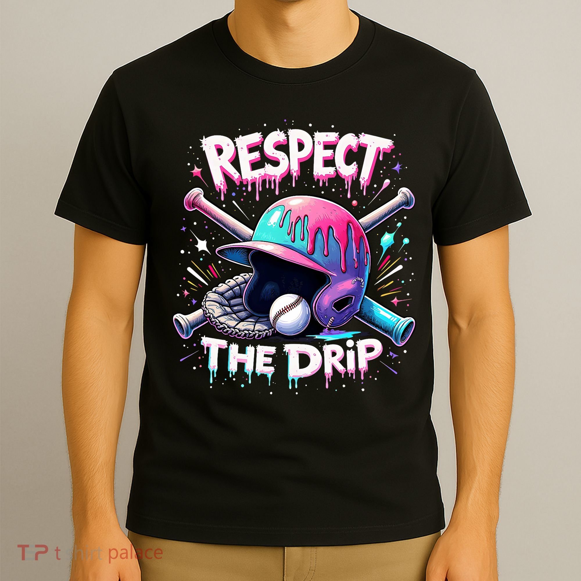Respect The Drip Baseball Ice Cream Drip Vibes Squad  T-Shirt