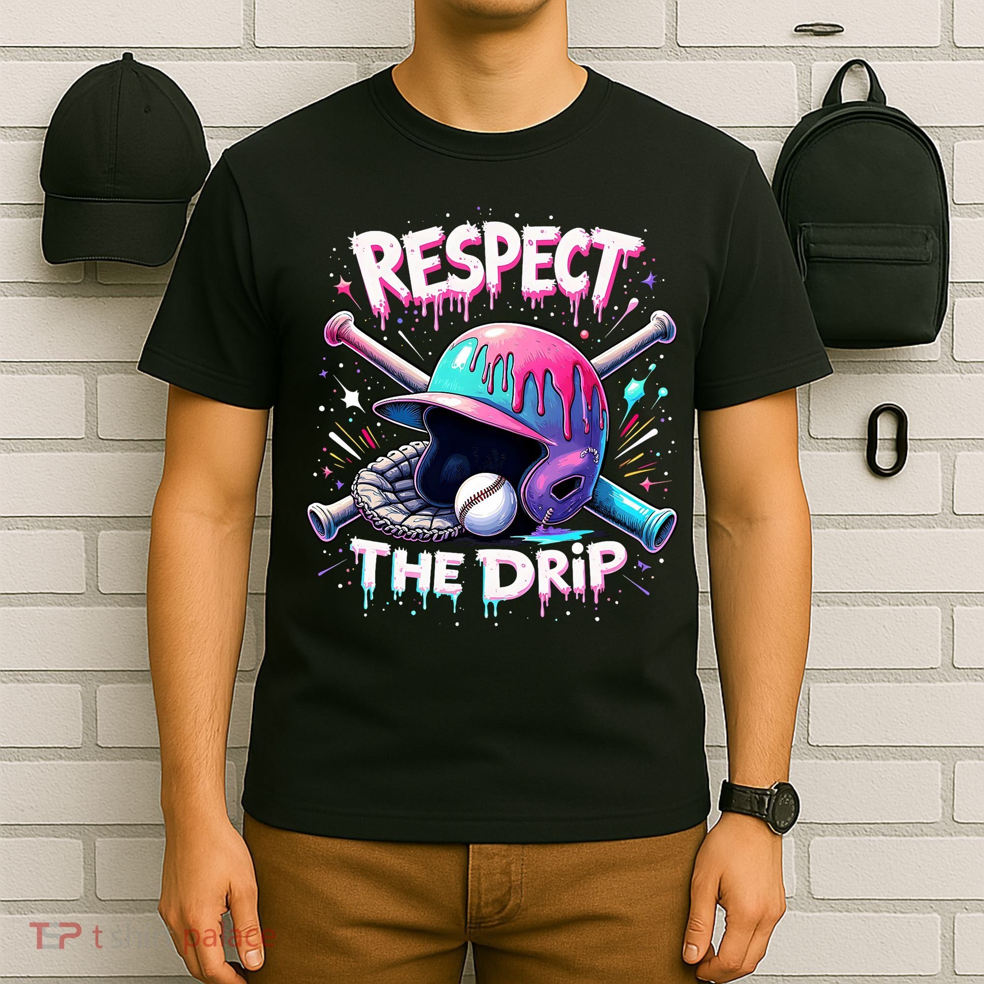 Respect The Drip Baseball Ice Cream Drip Vibes Squad  T-Shirt