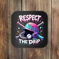 Respect The Drip Baseball Ice Cream Drip Vibes Squad  Coaster thumb 0