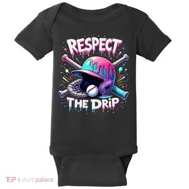 Respect The Drip Baseball Ice Cream Drip Vibes Squad  Baby Bodysuit