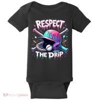 Respect The Drip Baseball Ice Cream Drip Vibes Squad  Baby Bodysuit thumb 0