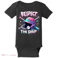 Respect The Drip Baseball Ice Cream Drip Vibes Squad  Baby Bodysuit thumb 0