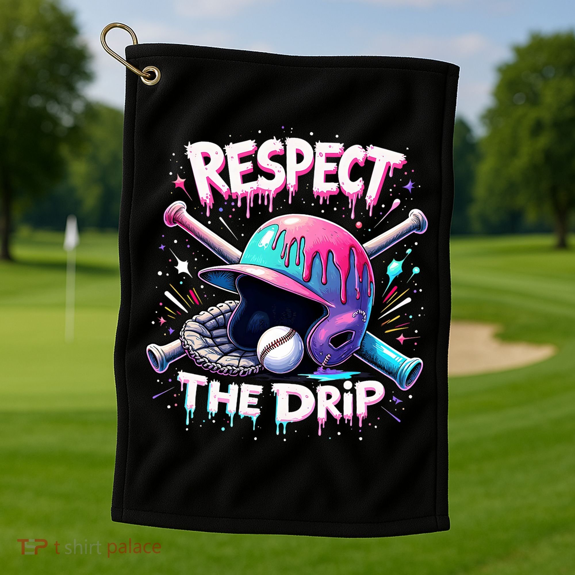 Respect The Drip Baseball Ice Cream Drip Vibes Squad  Golf Towel