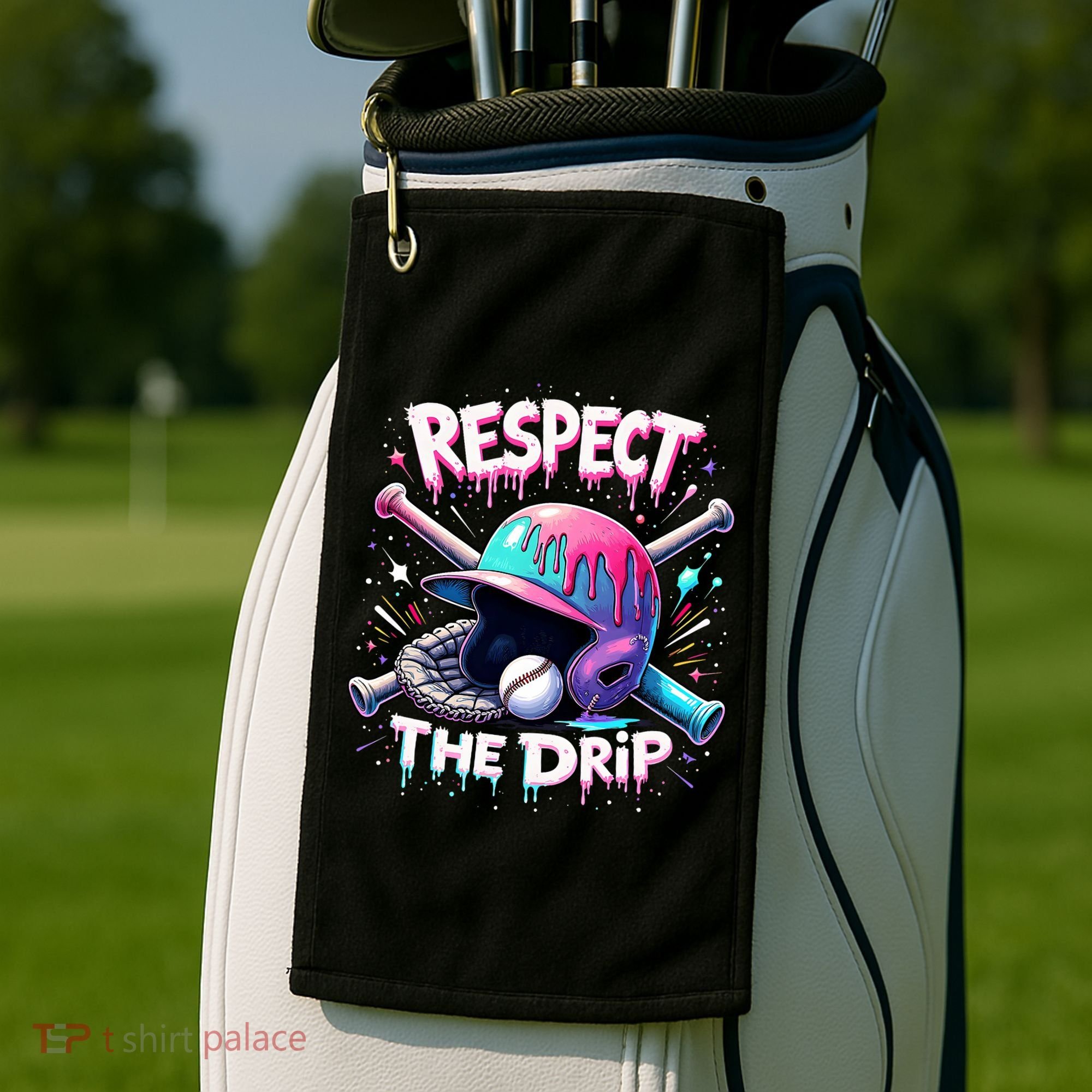 Respect The Drip Baseball Ice Cream Drip Vibes Squad  Golf Towel